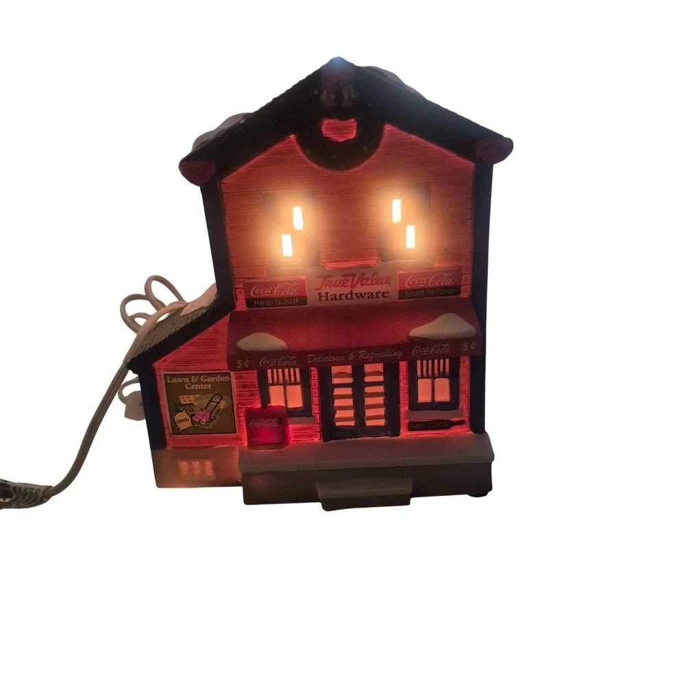 Vintage Coca Cola Christmas Village House‎ True Value Hardware Lighted Holiday